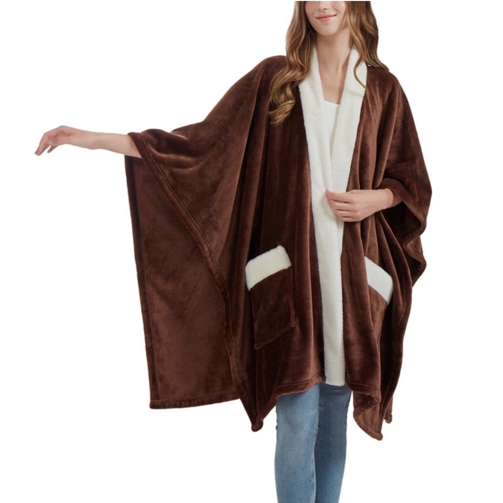 Cozy Plush Brown and Cream 50"X70" Wrap